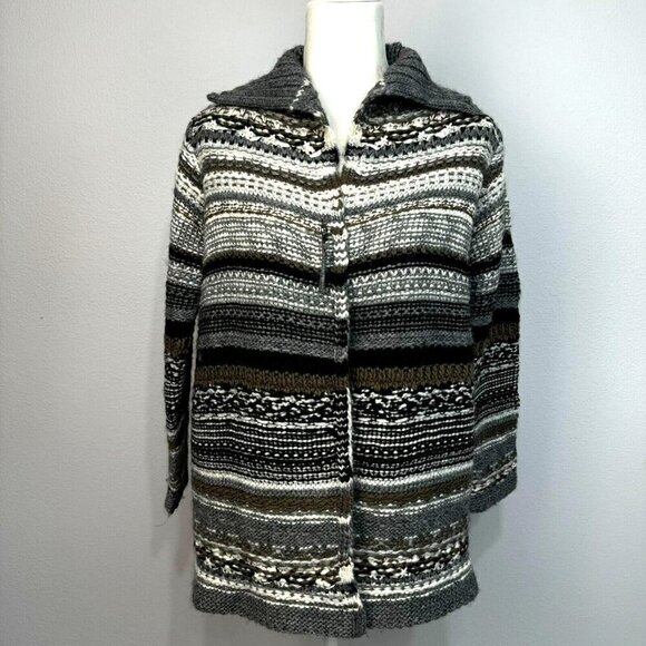 J. Jill Womens Open Front Cardigan Knit Striped Sweater Wool Alpaca Blend XS - Picture 1 of 12